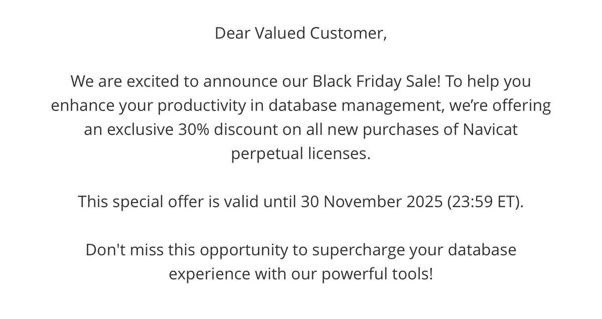 Navicat Black Friday Sale